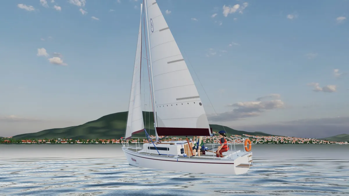 Bowline trailer: a Balaton 25 sailing on Lake Balaton